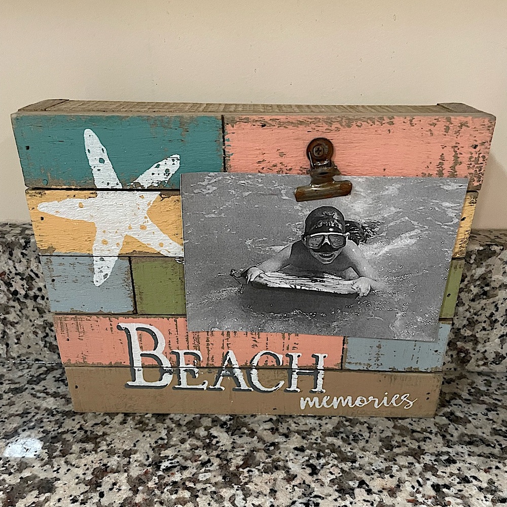 Beach Memories block Picture Clip Frame sign Nautical Costal Beach NEW Gift